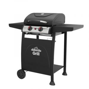Dellonda 2 Burner Gas BBQ Grill with Ignition & Thermometer - Black/Stainless Steel