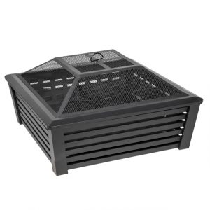 Dellonda 35" Square Outdoor Fire Pit, Black