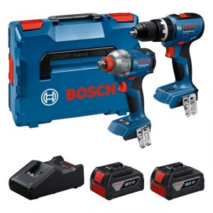 BOSCH GSB18V-65/GDX18V-285 18v Twin Pack with 2x4ah Batteries